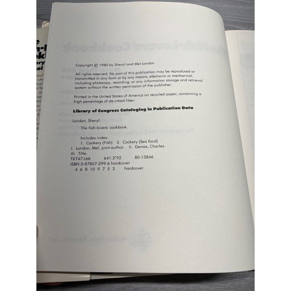 The Fish Lovers Cookbook by Sheryl London Vintage 1980 Over 300 Recipes 1st Ed - Picture 7 of 10